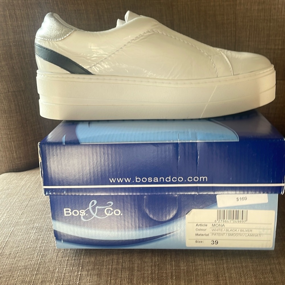 Bos& co white patent sneaker. Size 39